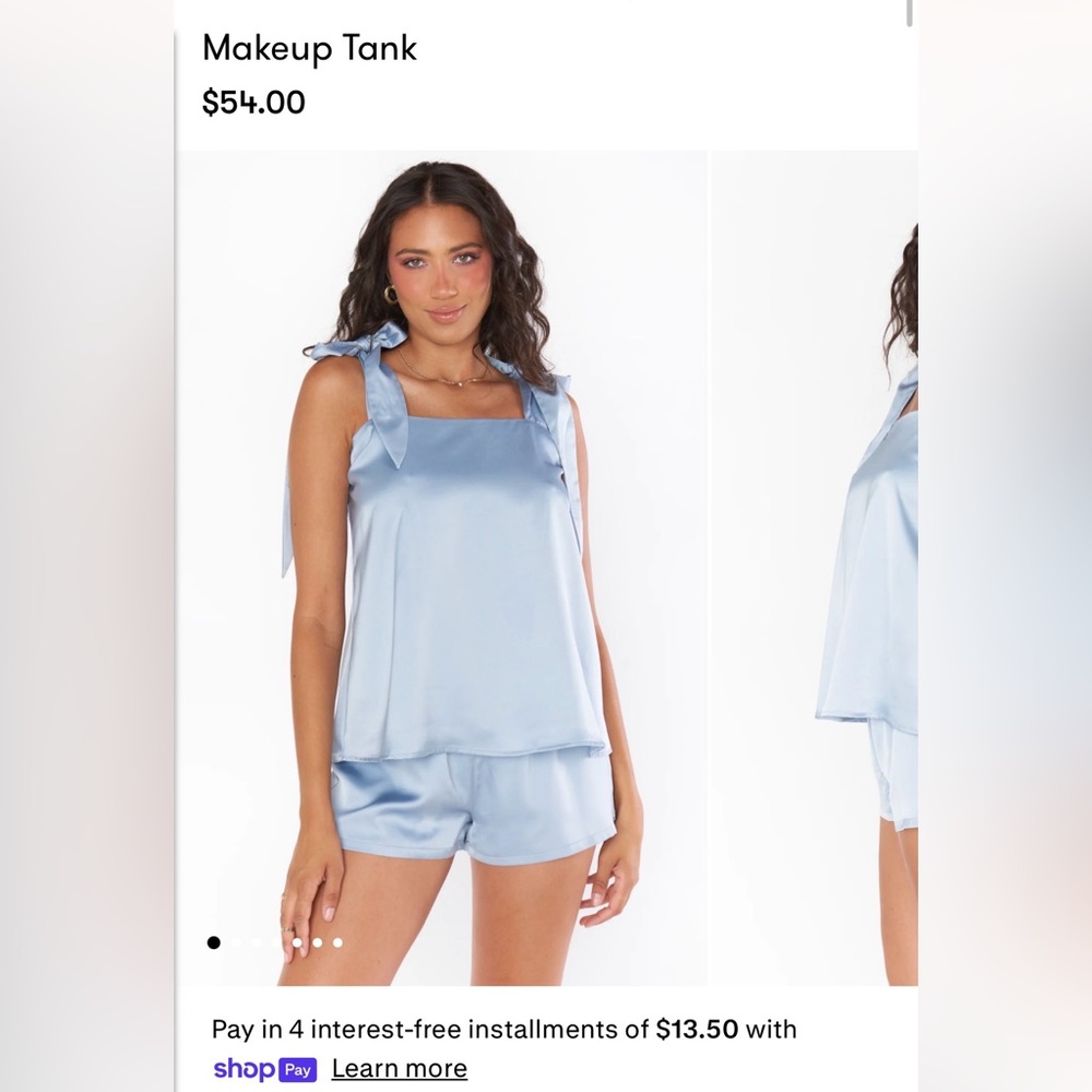 Show Me Your MuMu Light Blue Satin Makeup Tank & Shorts Pajama Set